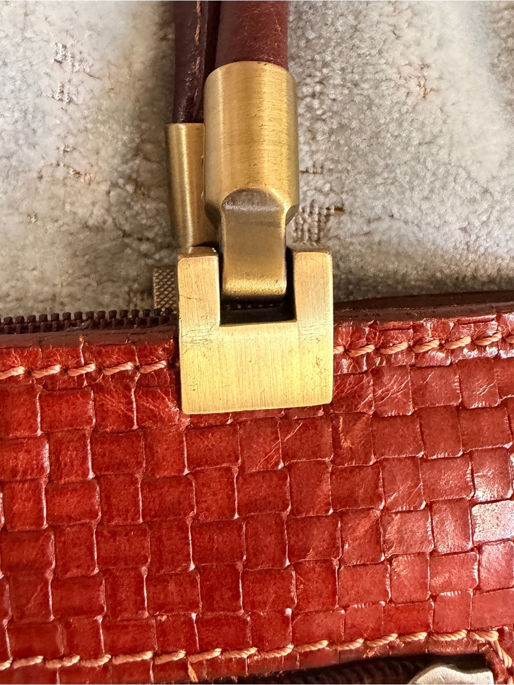 Conte di Cavour Vintage Italian Woven Leather Satchel Bag | Vera Pelle Brown - Picture 8 of 13